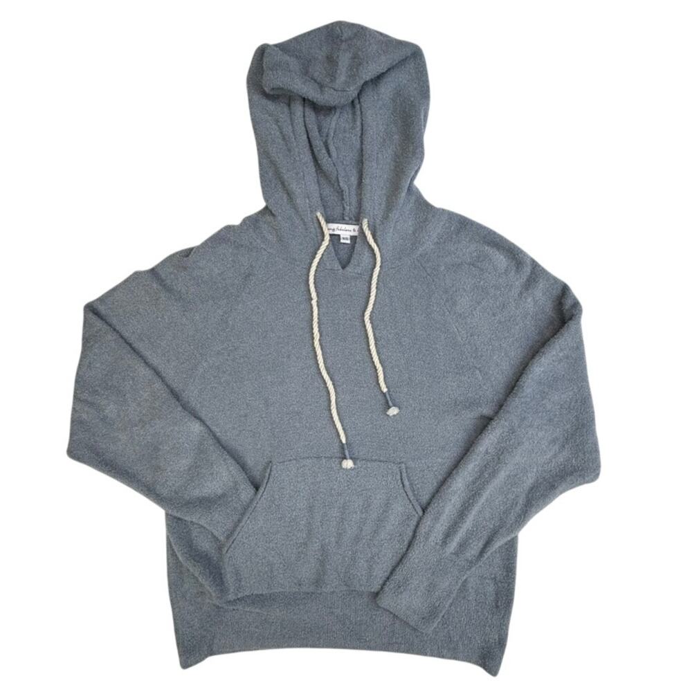 Young Fabulous & Broke Gray Boucle Hooded Sweater XS Cozy Pullover Hoodie